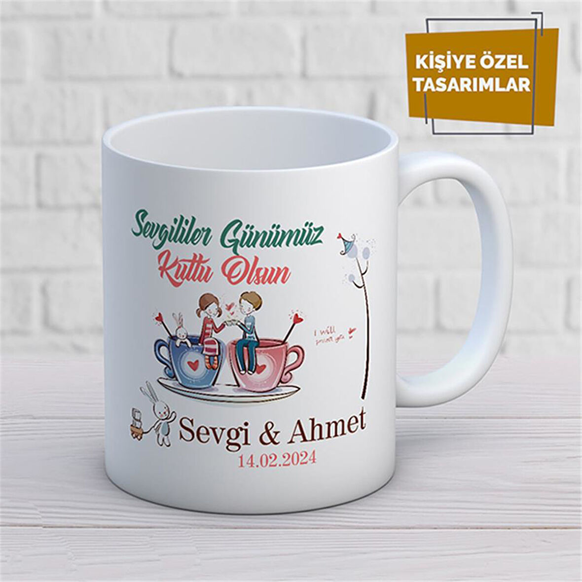 Kişiye Özel İsim Yazılabilir Sevgi Temalı Kupa Bardak