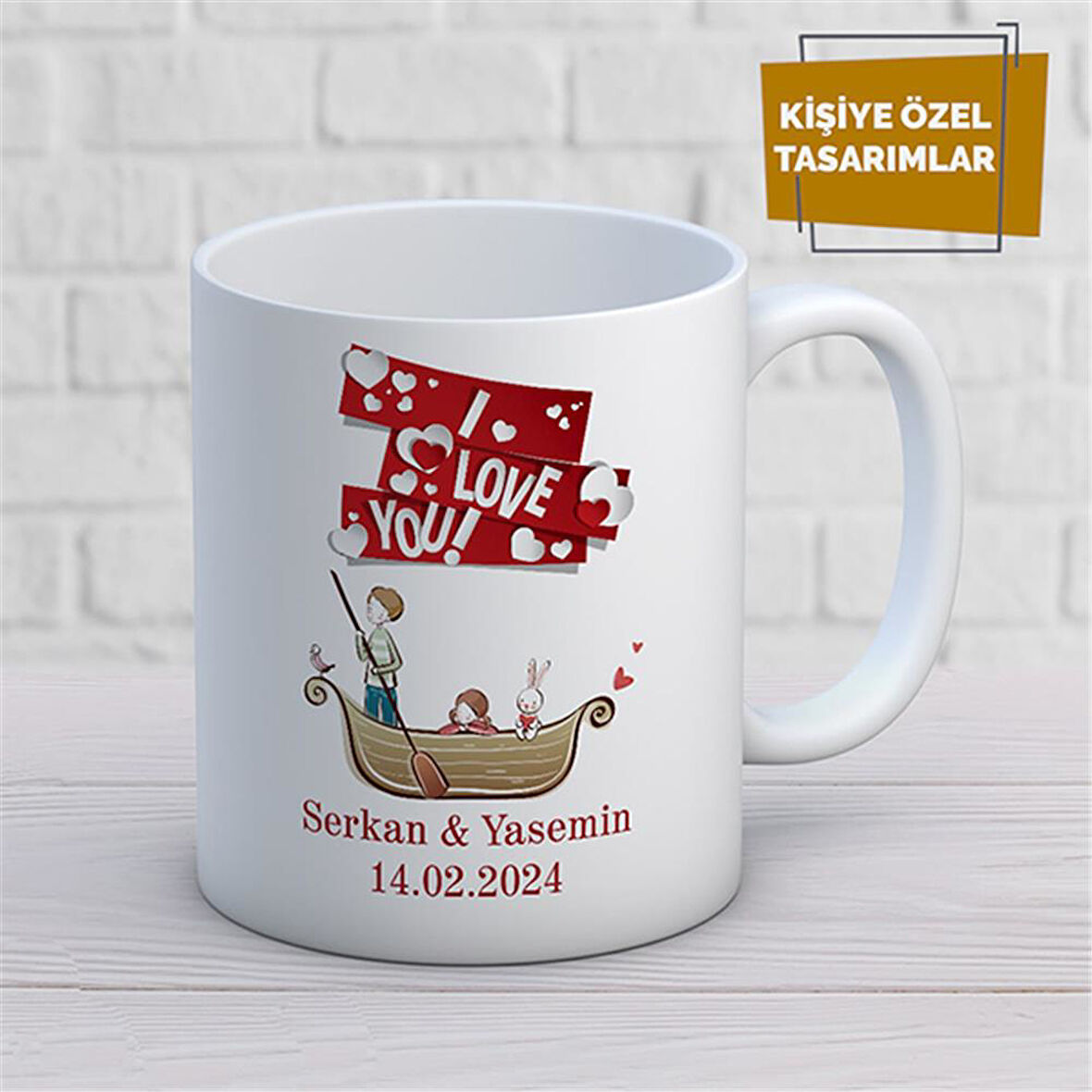 Kişiye Özel İsim Yazılabilir Sevgi Temalı Kupa Bardak