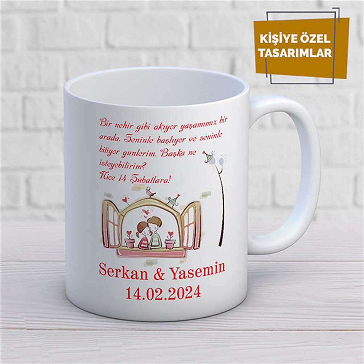 Kişiye Özel İsim Yazılabilir Sevgi Temalı Kupa Bardak