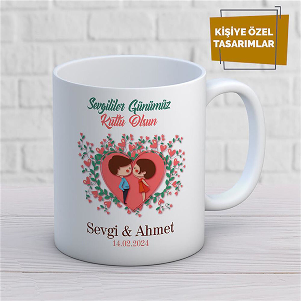 Kişiye Özel İsim Yazılabilir Sevgi Temalı Kupa Bardak