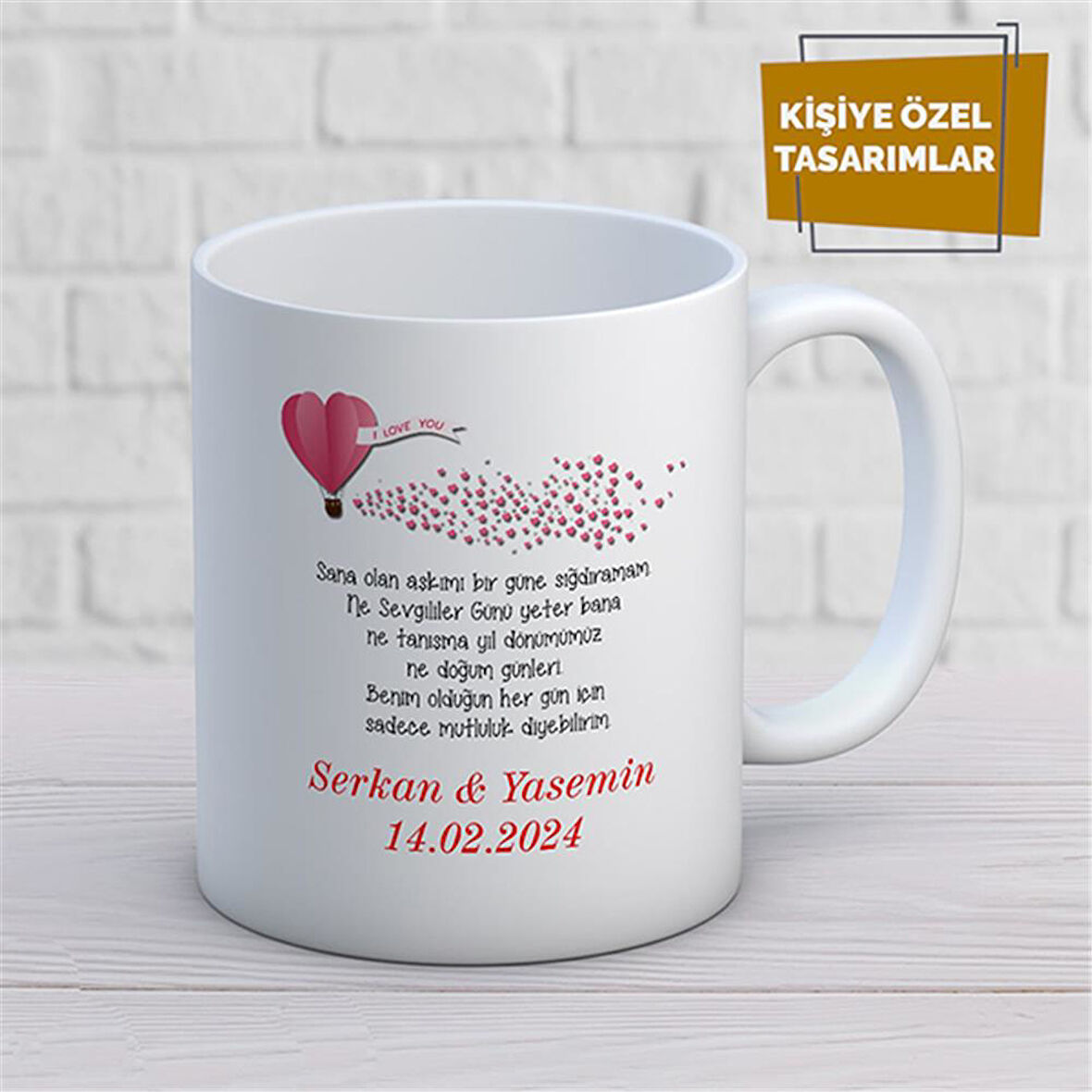 Kişiye Özel İsim Yazılabilir Sevgi Temalı Kupa Bardak