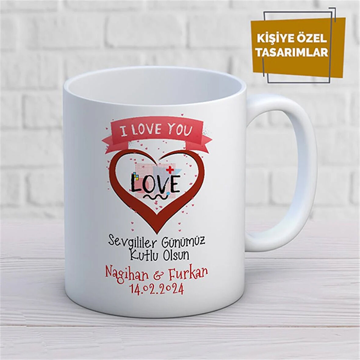 Kişiye Özel İsim Yazılabilir Sevgi Temalı Kupa Bardak