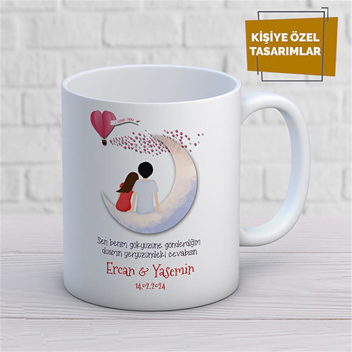 Kişiye Özel İsim Yazılabilir Sevgi Temalı Kupa Bardak