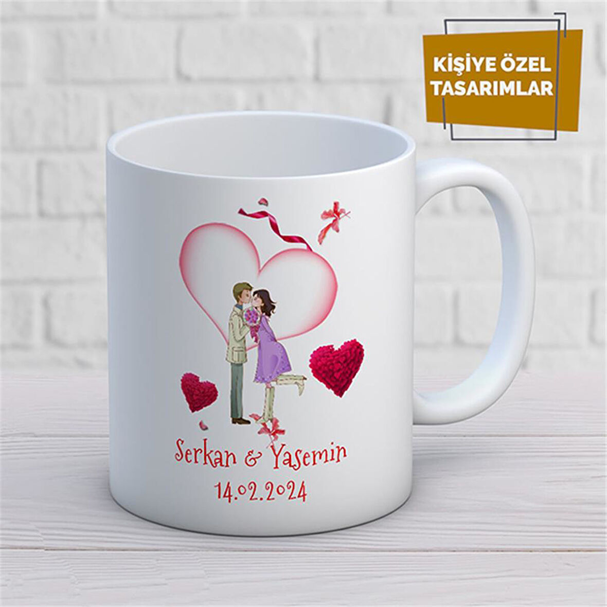 Kişiye Özel İsim Yazılabilir Sevgi Temalı Kupa Bardak
