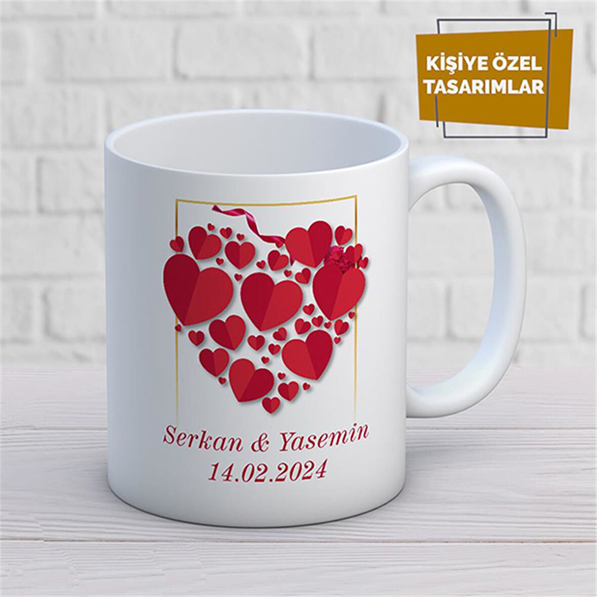 Kişiye Özel İsim Yazılabilir Sevgi Temalı Kupa Bardak