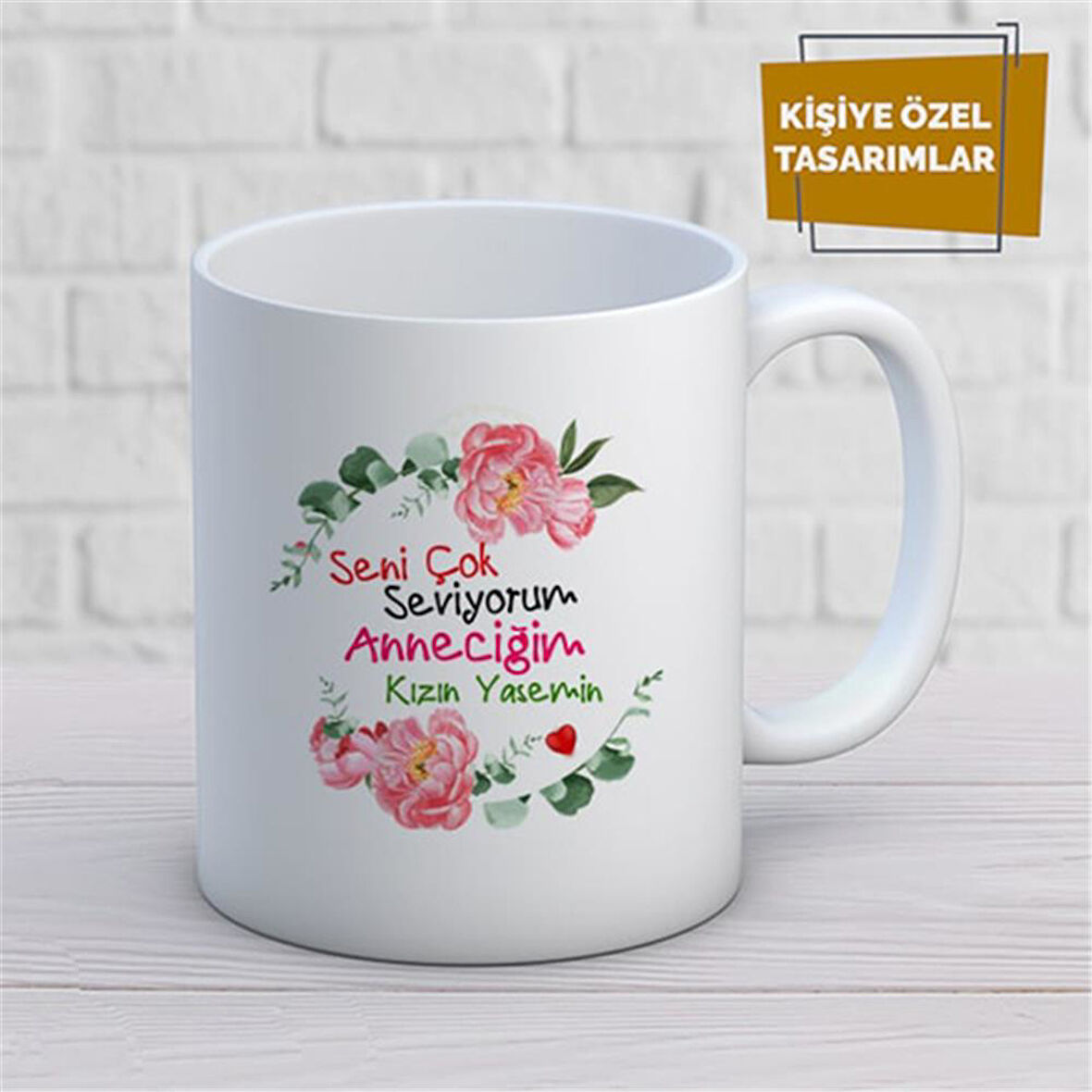 Kişiye Özel İsim Yazılabilir Seni Çok Seviyorum Annecim Kızın Kupa Bardak