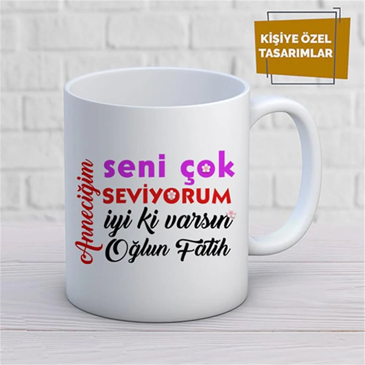 Kişiye Özel İsim Yazılabilir Anneciğim Seni Çok Seviyorum Kupa Bardak