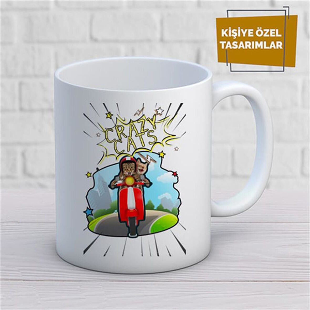 Kişiye Özel İsim Yazılabilir Çılgın Kediler Kupa Bardak