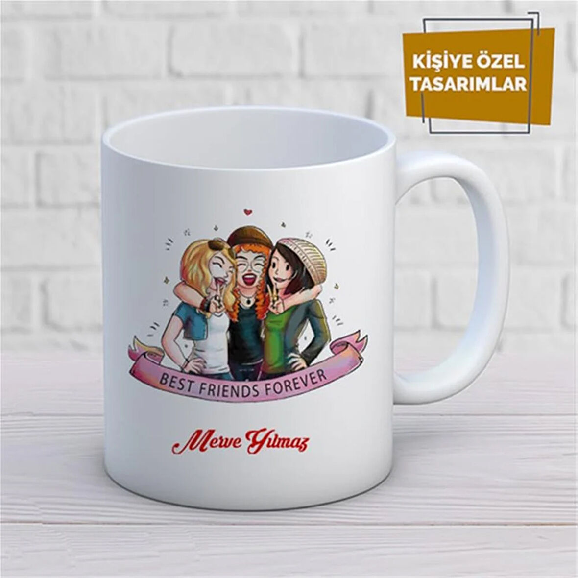 Kişiye Özel İsim Yazılabilir Best Frınds Forever Kupa Bardak