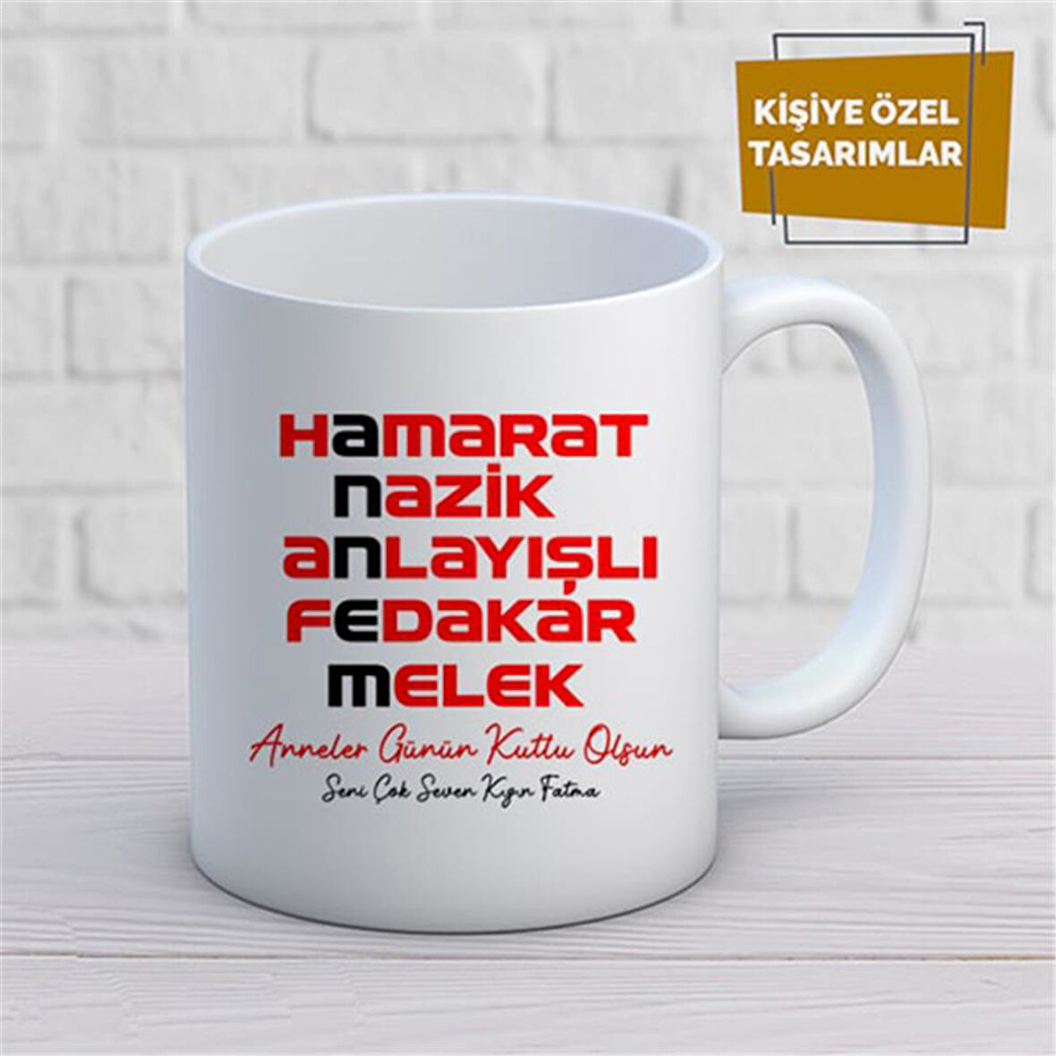 Kişiye Özel İsim Yazılabilir Hamarat Nazik Anlayışlı Fedakar Melek Annem Kupa Bardak