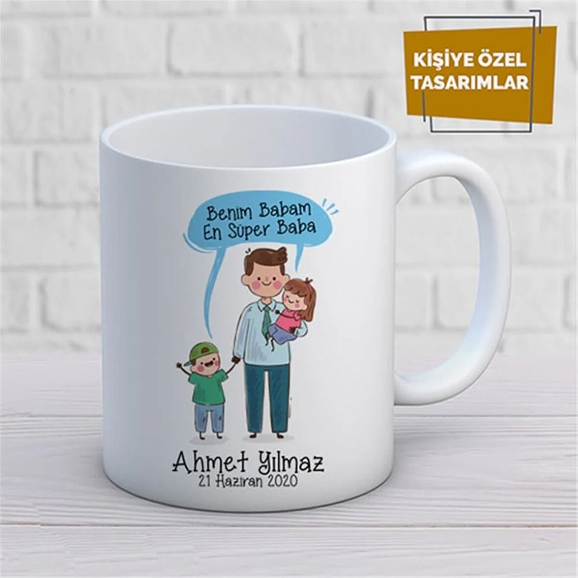 Kişiye Özel İsim Yazılabilir Benim Babam En Süper Baba Kupa Bardak