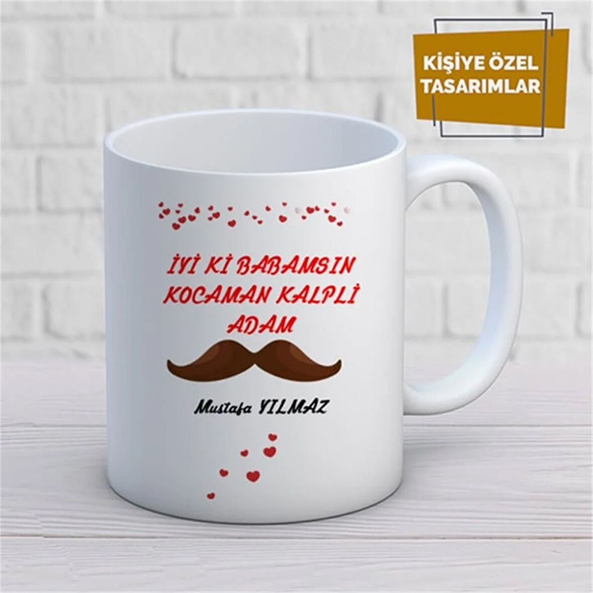 Kişiye Özel İsim Yazılabilir İyi ki Babamsın Kocaman Kalpli Adam Kupa Bardak