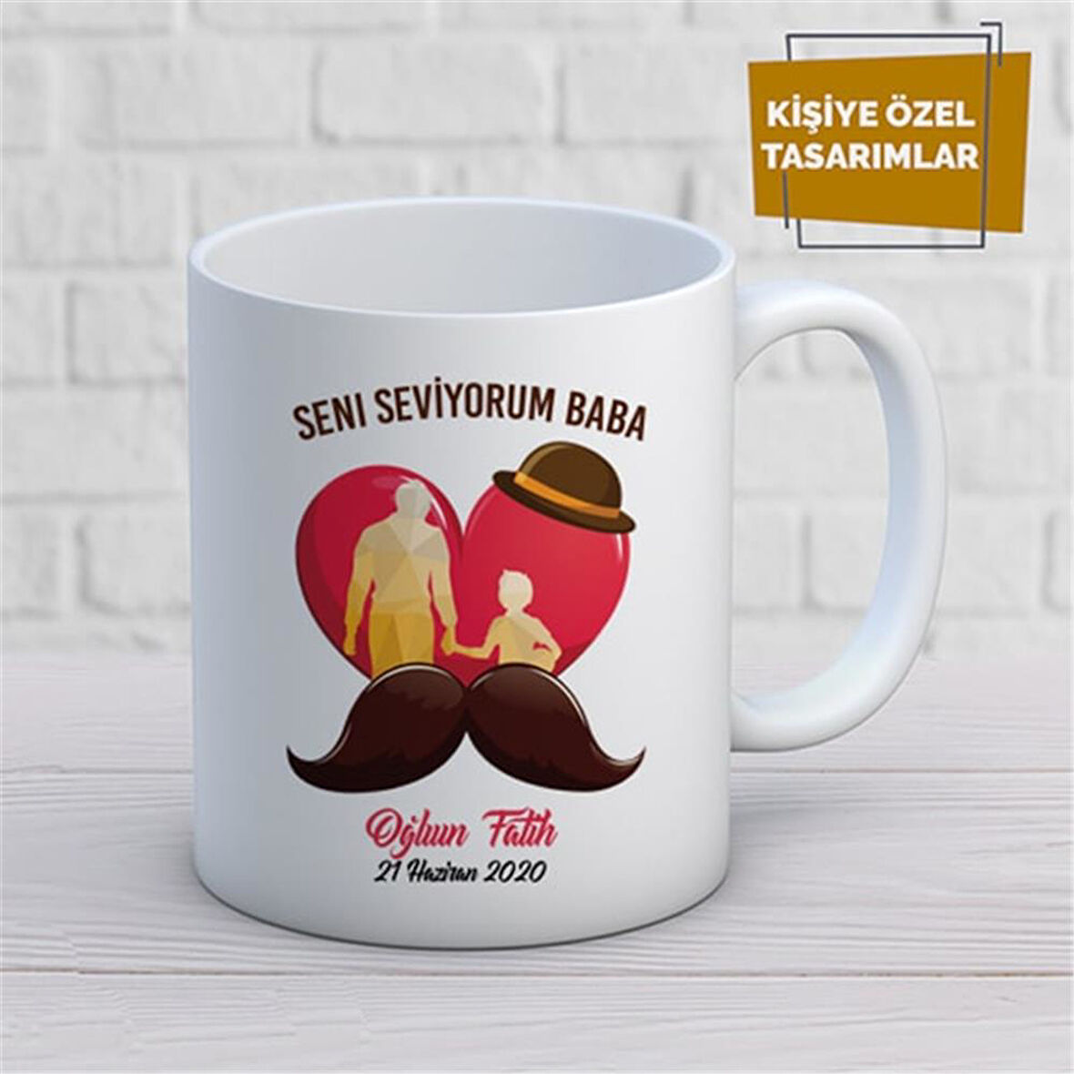 Kişiye Özel İsim Yazılabilir Seni Seviyorum Baba Kupa Bardak