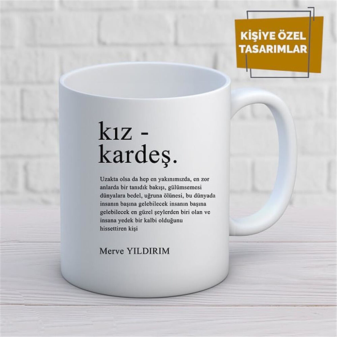 Kişiye Özel İsim Yazılabilir Kız Kardeş Anlamlı İstediğiniz Sözler YazılabilirKupa Bardak
