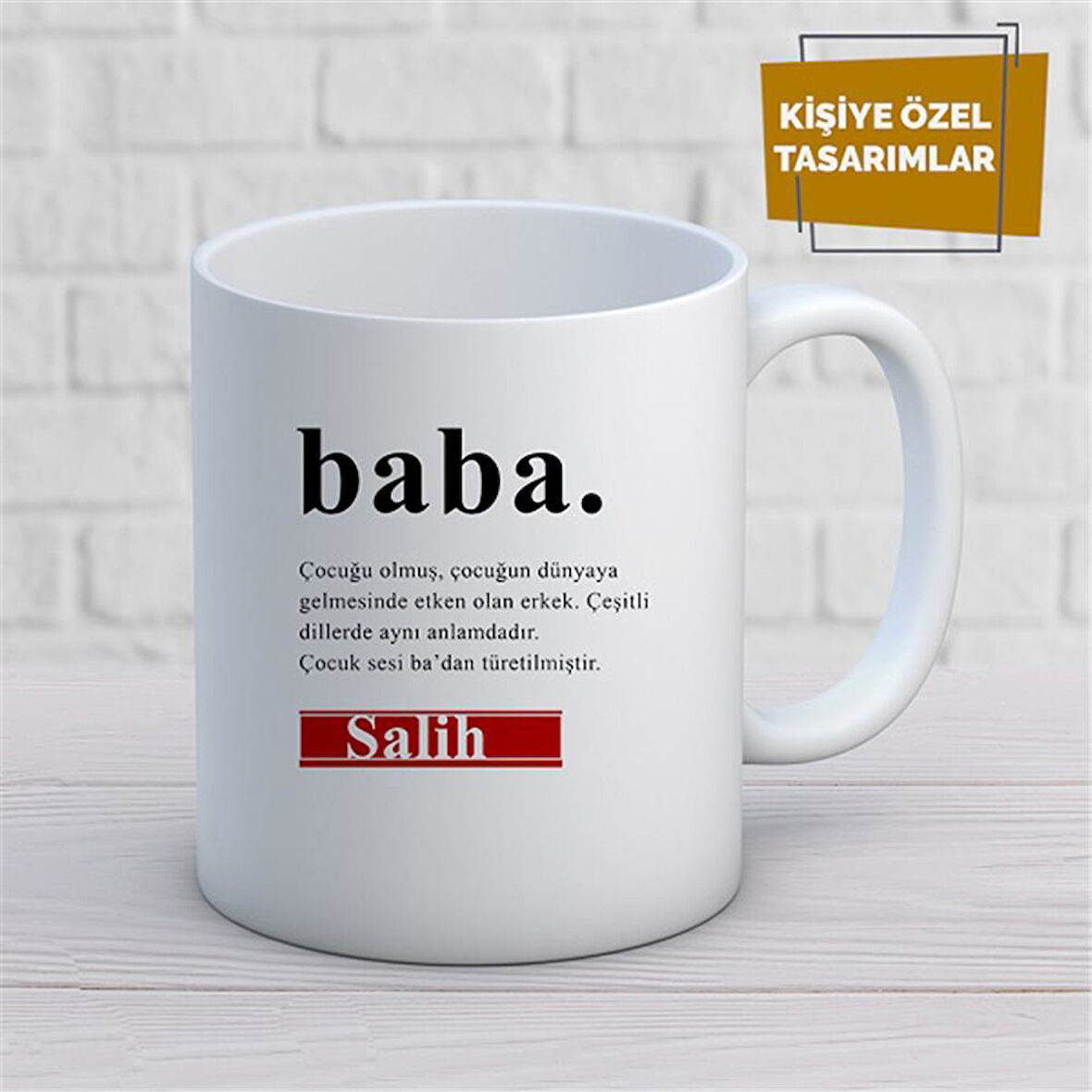 Kişiye Özel İsim Yazılabilir Baba Anlamlı İstediğiniz Sözler Yazılabilir Kupa Bardak