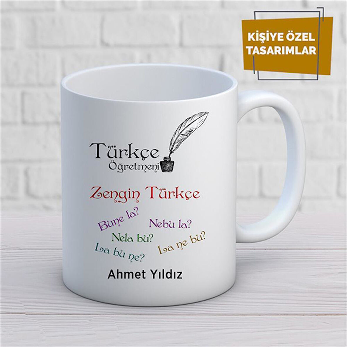 Kişiye Özel İsim Yazılabilir Türkçe Öğretmeni Kupa Bardak