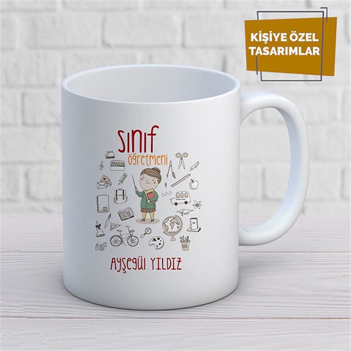 Kişiye Özel İsim Yazılabilir Sınıf Öğretmeni Kupa Bardak