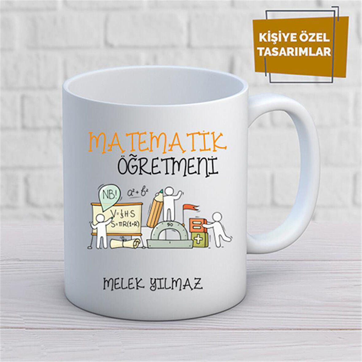 Kişiye Özel İsim Yazılabilir Matematik Öğretmeni Kupa Bardak