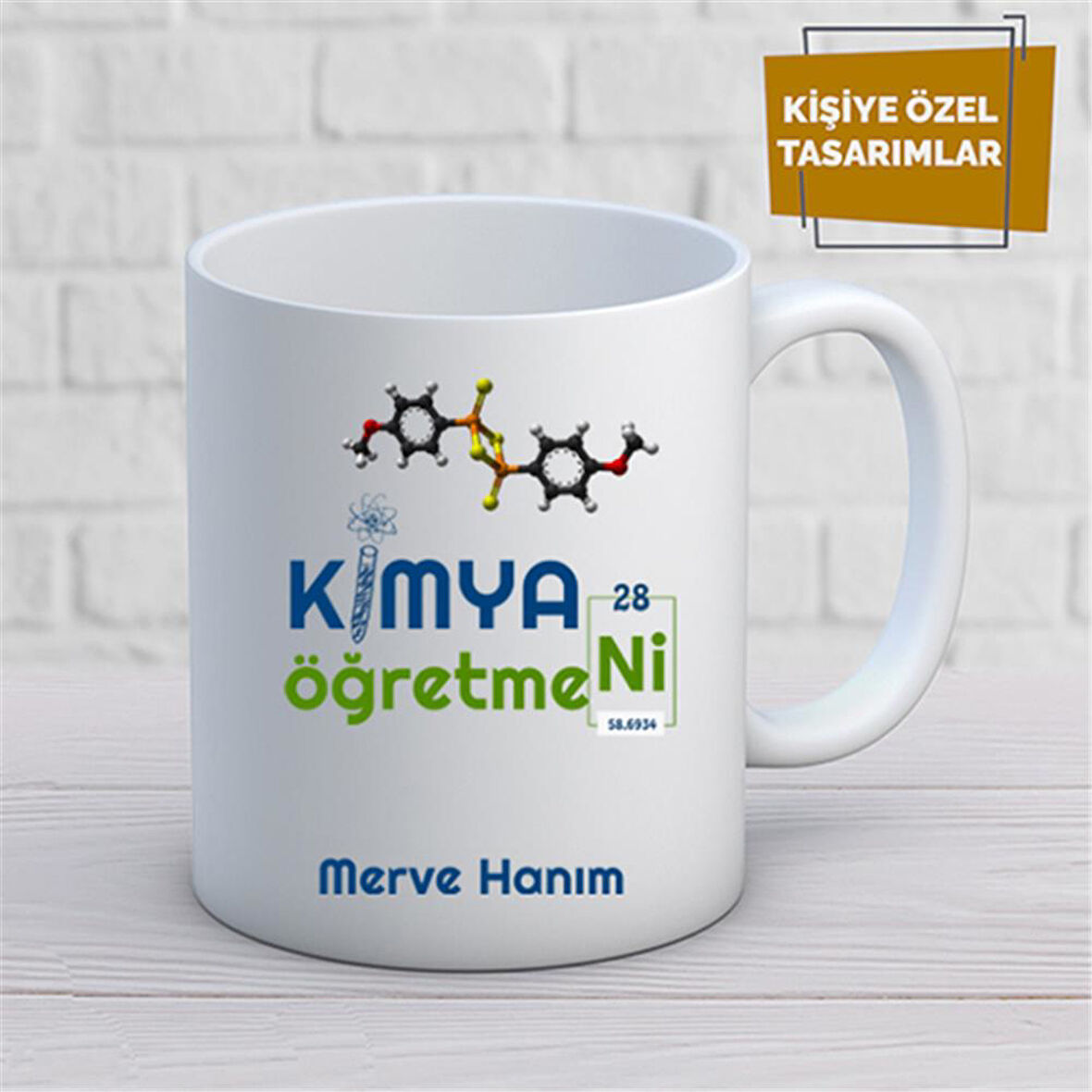 Kişiye Özel İsim Yazılabilir Kimya Öğretmeni Kupa Bardak