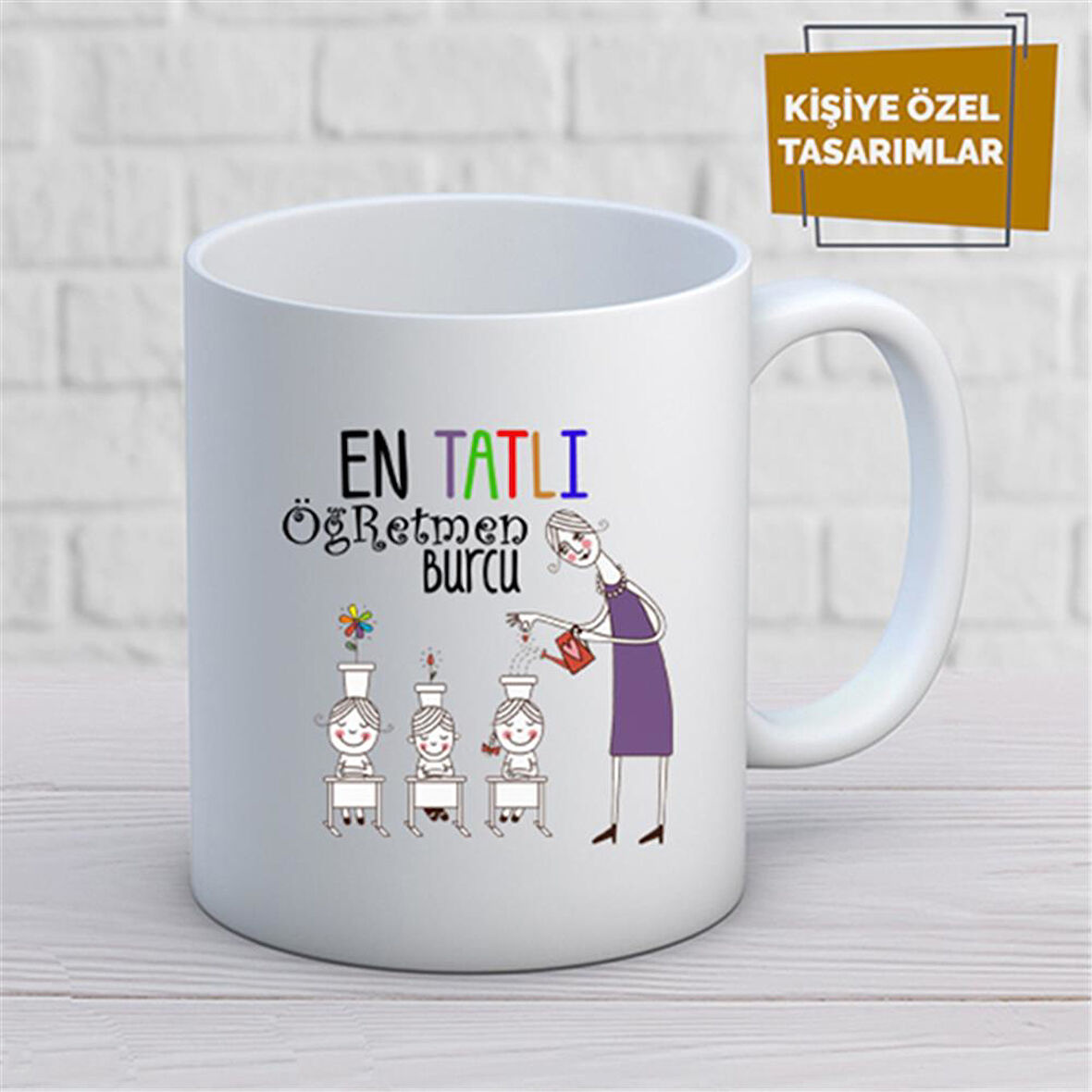 Kişiye Özel İsim Yazılabilir En Tatlı Öğretmen Kupa Bardak
