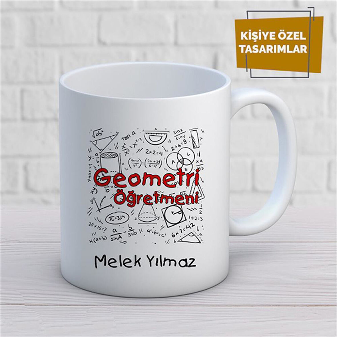 Kişiye Özel İsim Yazılabilir Geometri Öğretmeni Kupa Bardak
