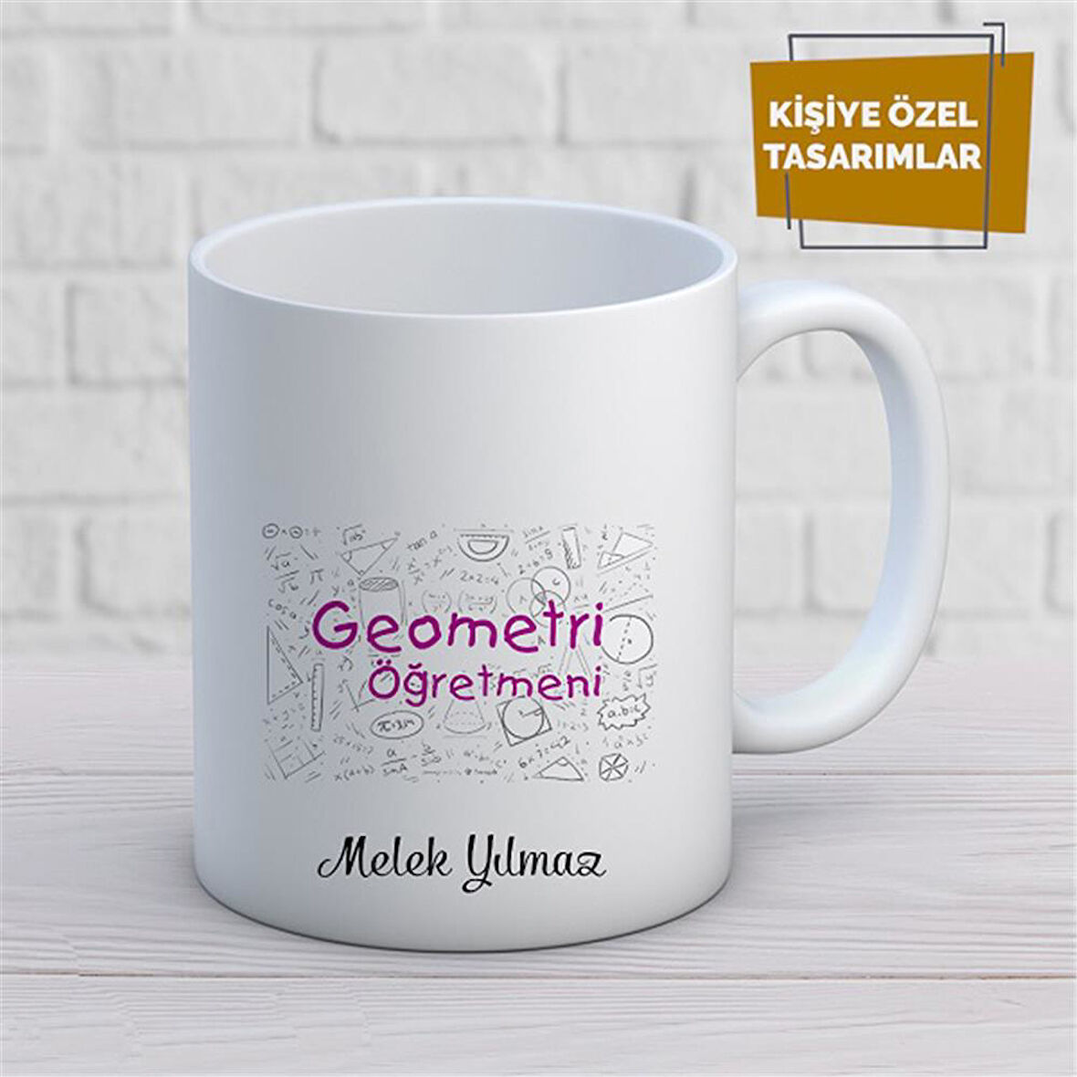 Kişiye Özel İsim Yazılabilir Geometri Öğretmeni Kupa Bardak