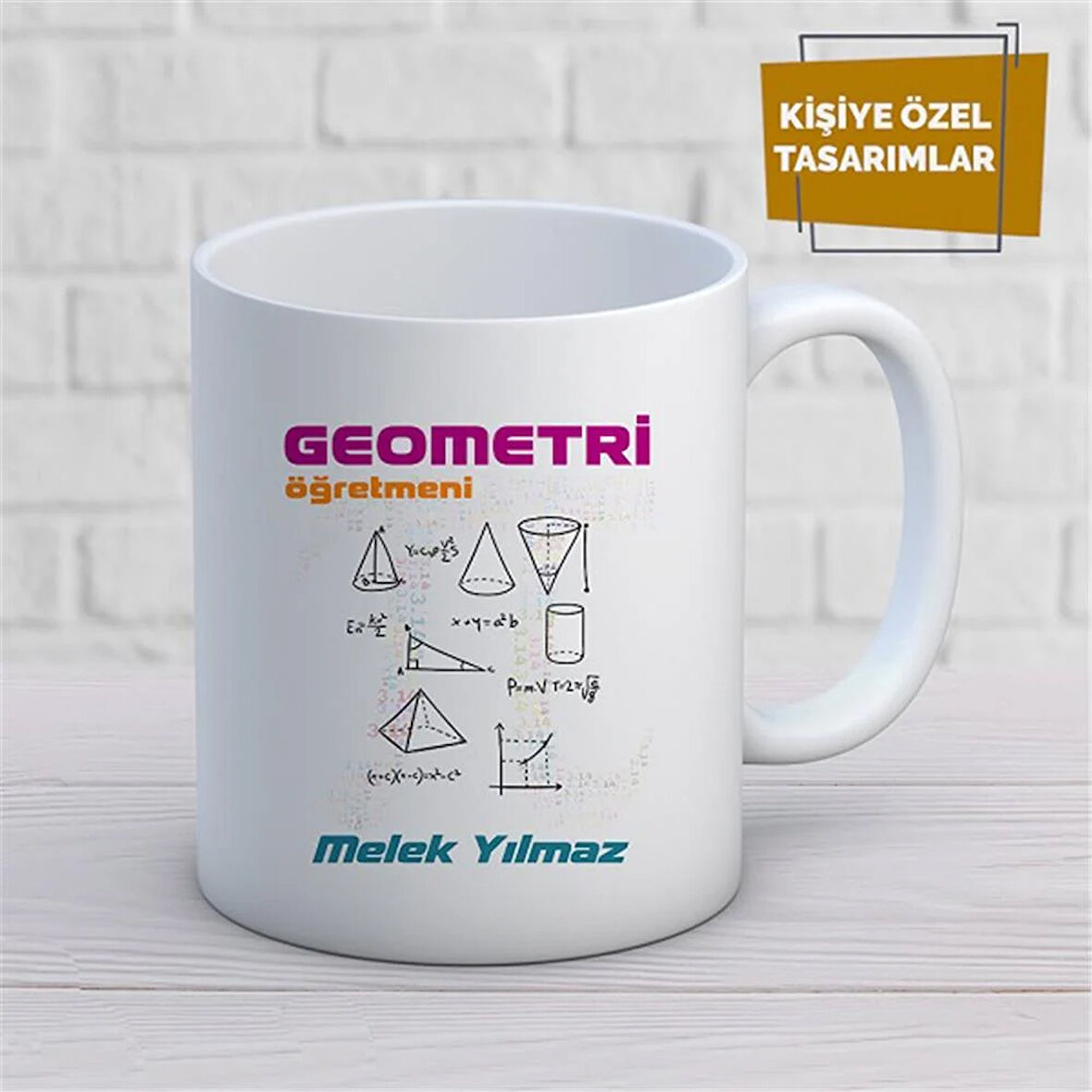 Kişiye Özel İsim Yazılabilir Geometri Öğretmeni Kupa Bardak