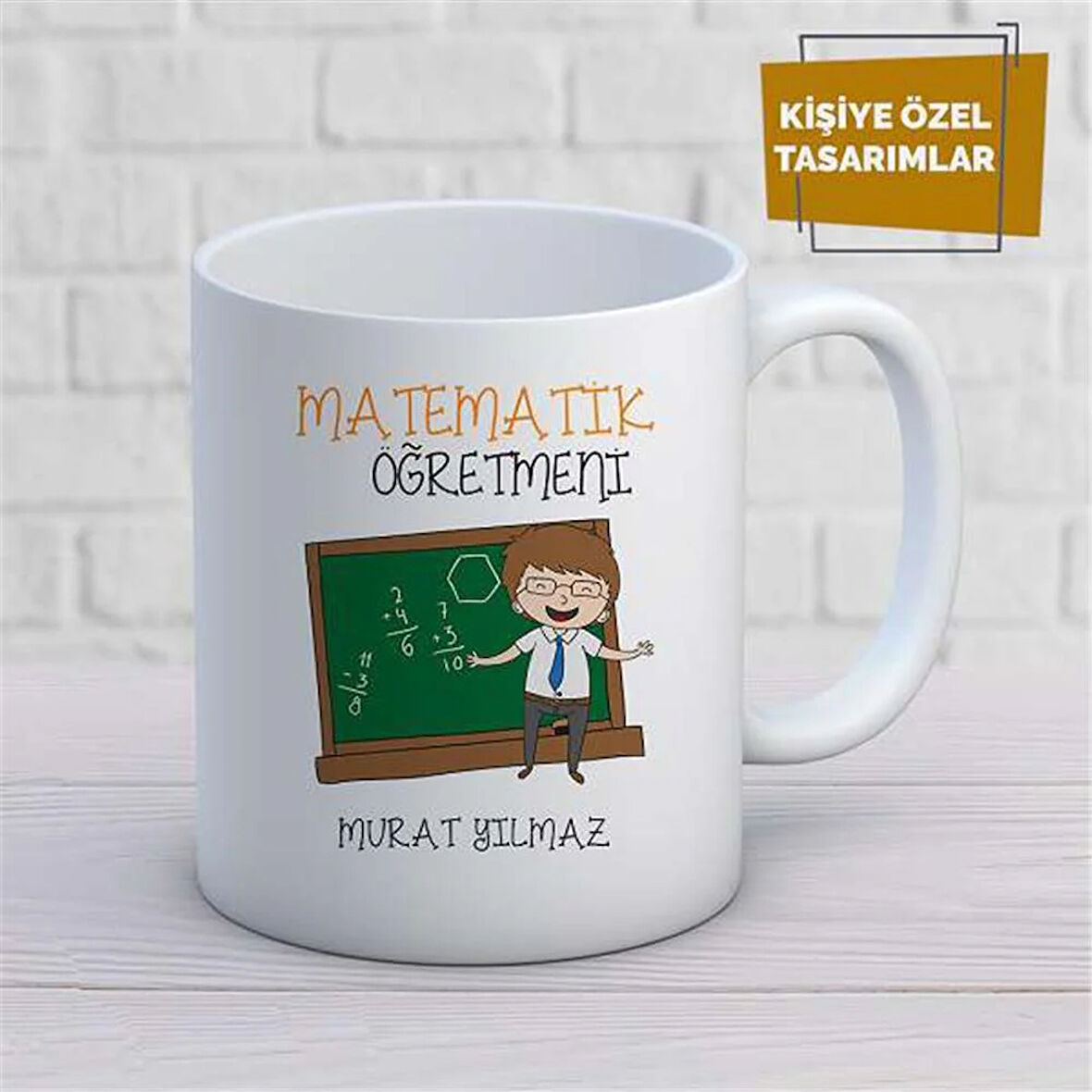 Kişiye Özel İsim Yazılabilir Matematik Öğretmeni Kupa Bardak