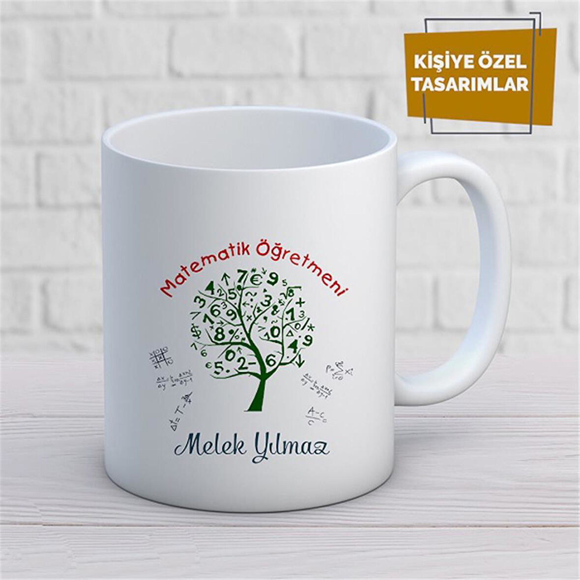 Kişiye Özel İsim Yazılabilir Matematik Öğretmeni Kupa Bardak