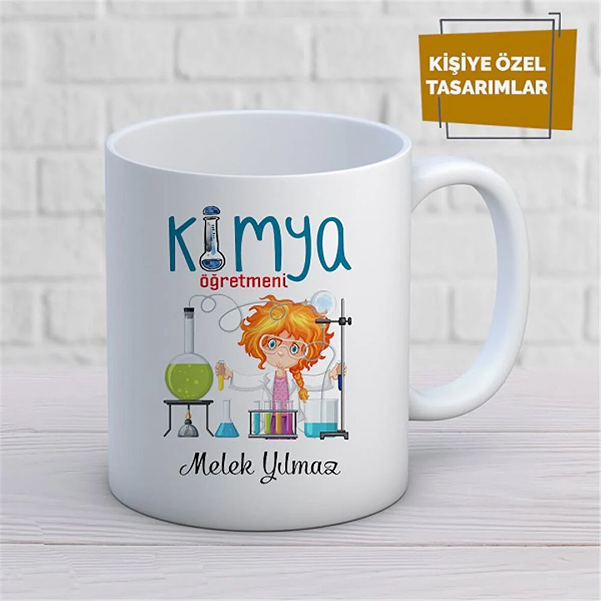 Kişiye Özel İsim Yazılabilir Kimya Öğretmeni Kupa Bardak