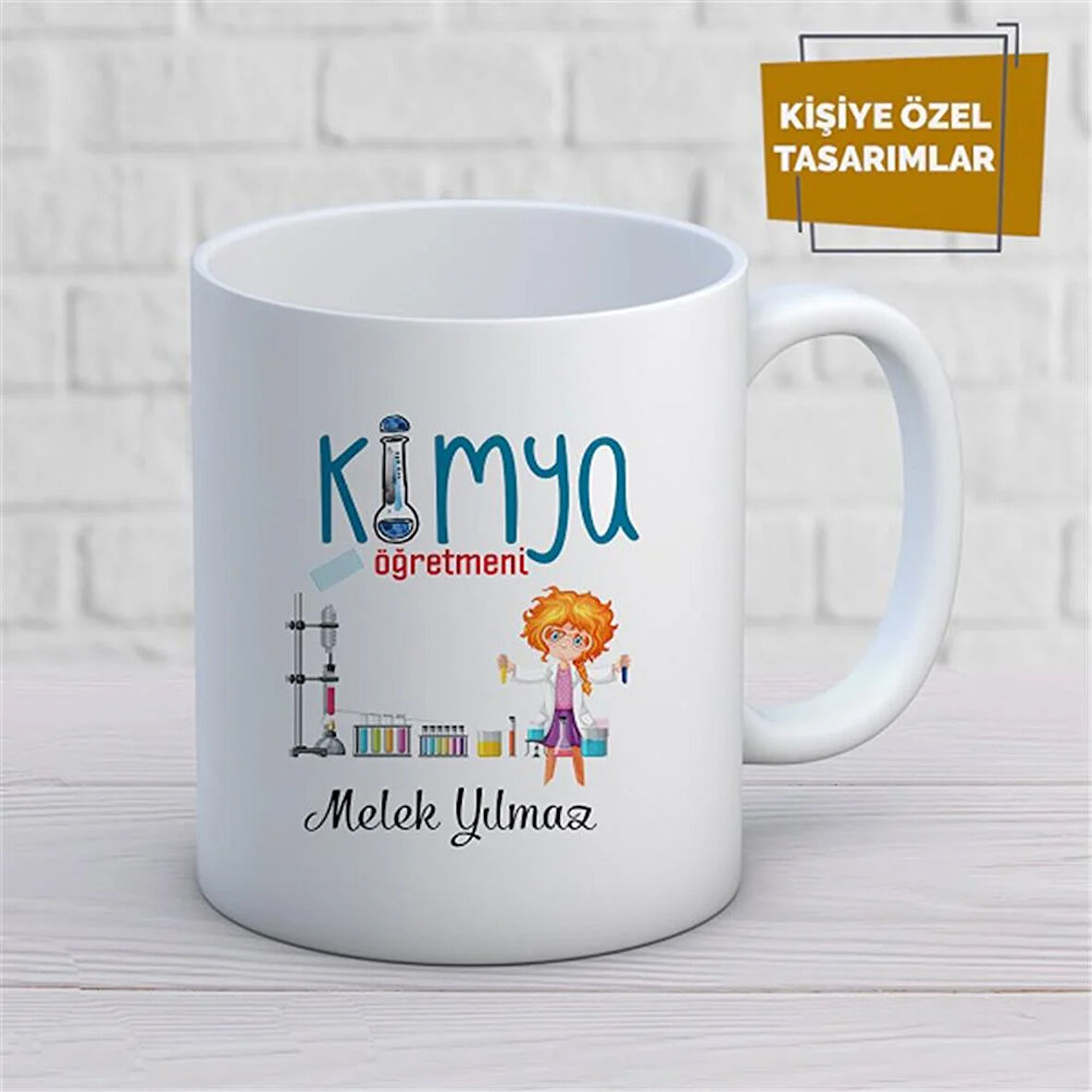 Kişiye Özel İsim Yazılabilir Kimya Öğretmeni Kupa Bardak