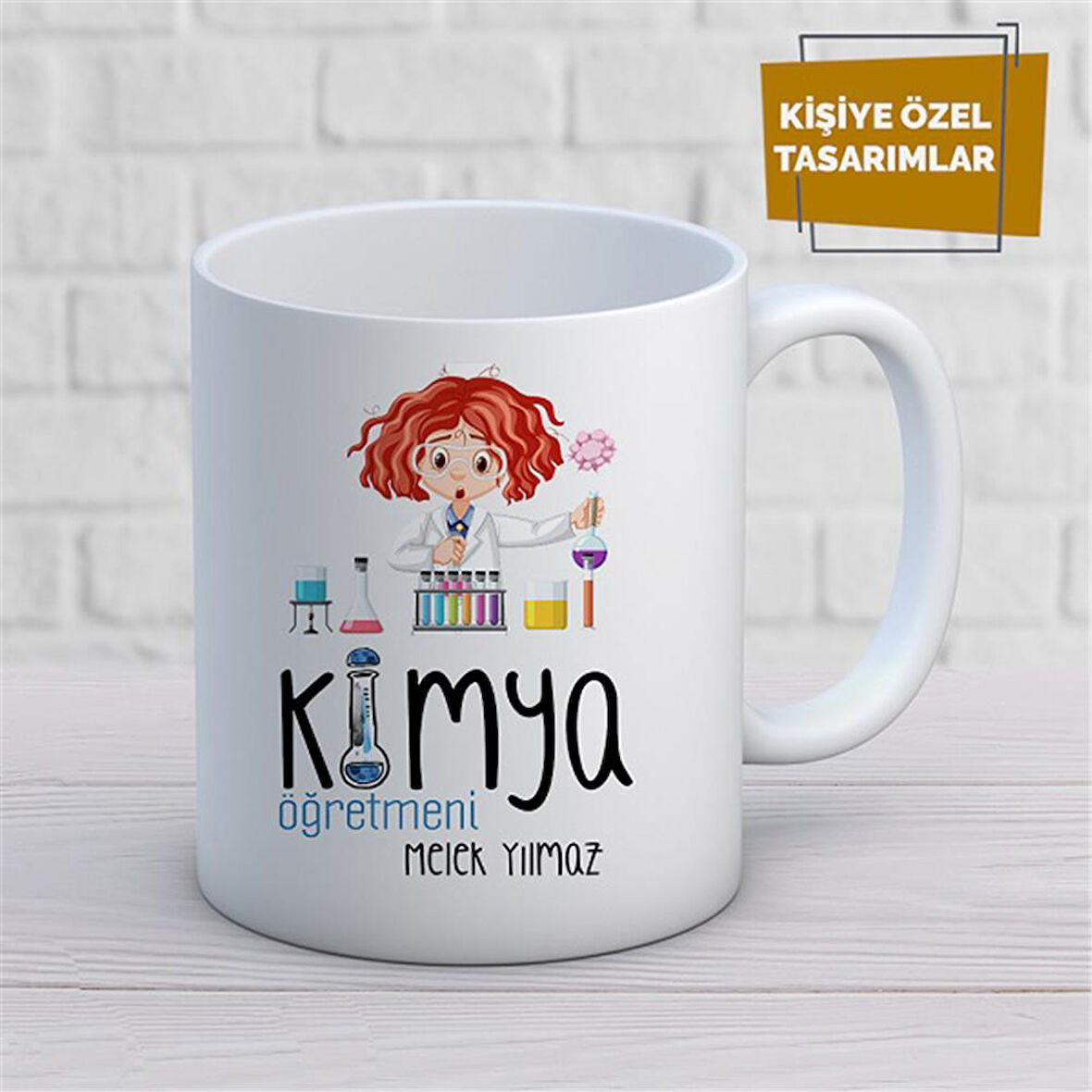 Kişiye Özel İsim Yazılabilir Kimya Öğretmeni Kupa Bardak