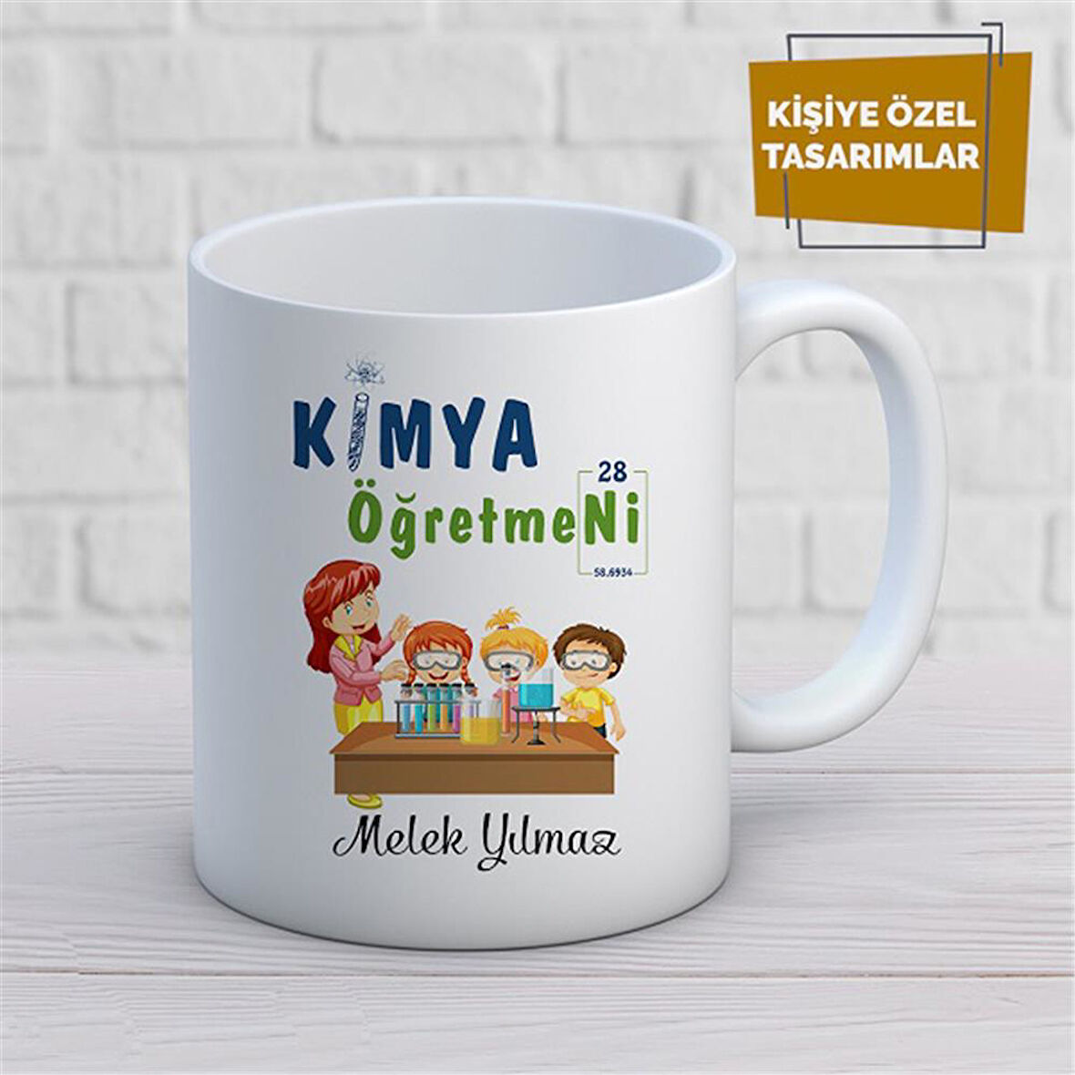 Kişiye Özel İsim Yazılabilir Kimya Öğretmeni Kupa Bardak