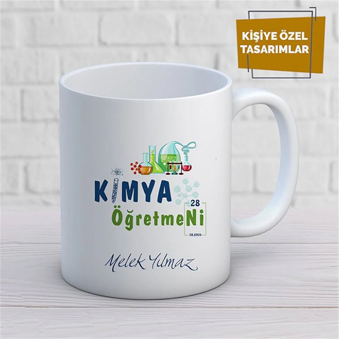 Kişiye Özel İsim Yazılabilir Kimya Öğretmeni Kupa Bardak