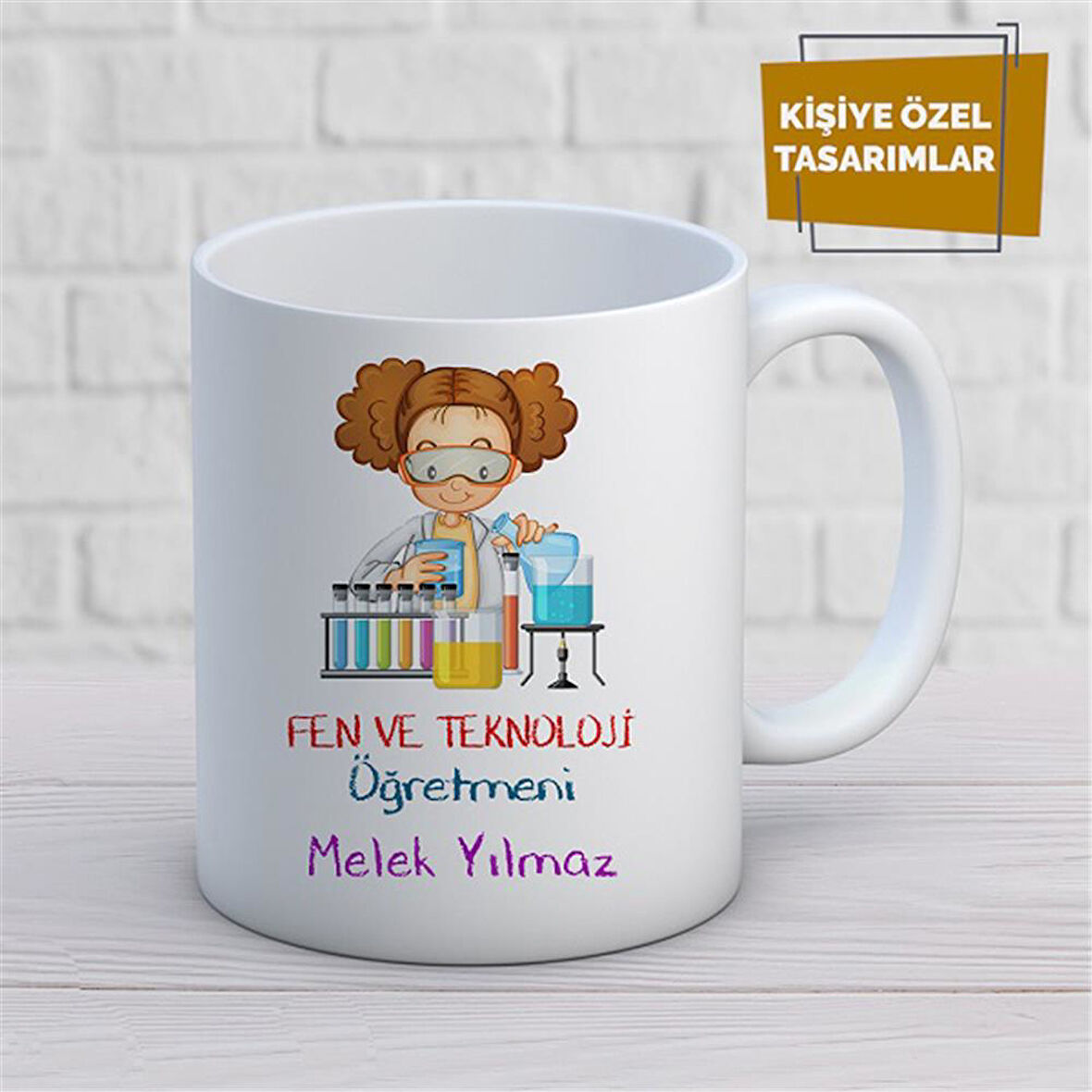 Kişiye Özel İsim Yazılabilir Fen Ve Teknoloji Öğretmeni Kupa Bardak