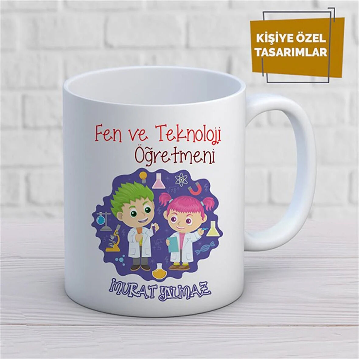 Kişiye Özel İsim Yazılabilir Fen Ve Teknoloji Öğretmeni Kupa Bardak