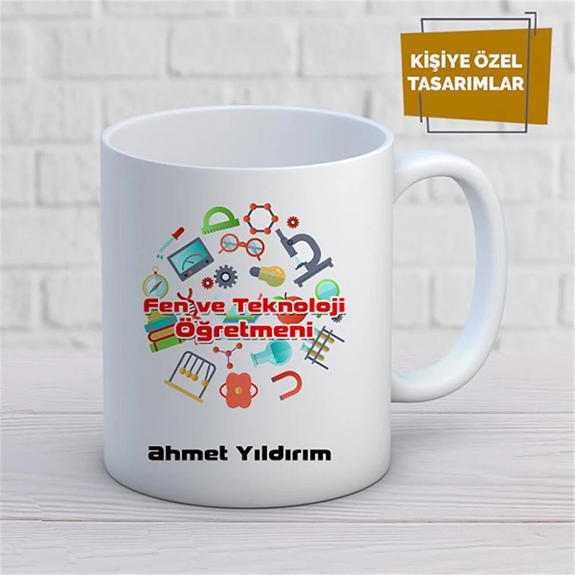 Kişiye Özel İsim Yazılabilir Fen Ve Teknoloji Öğretmeni Kupa Bardak