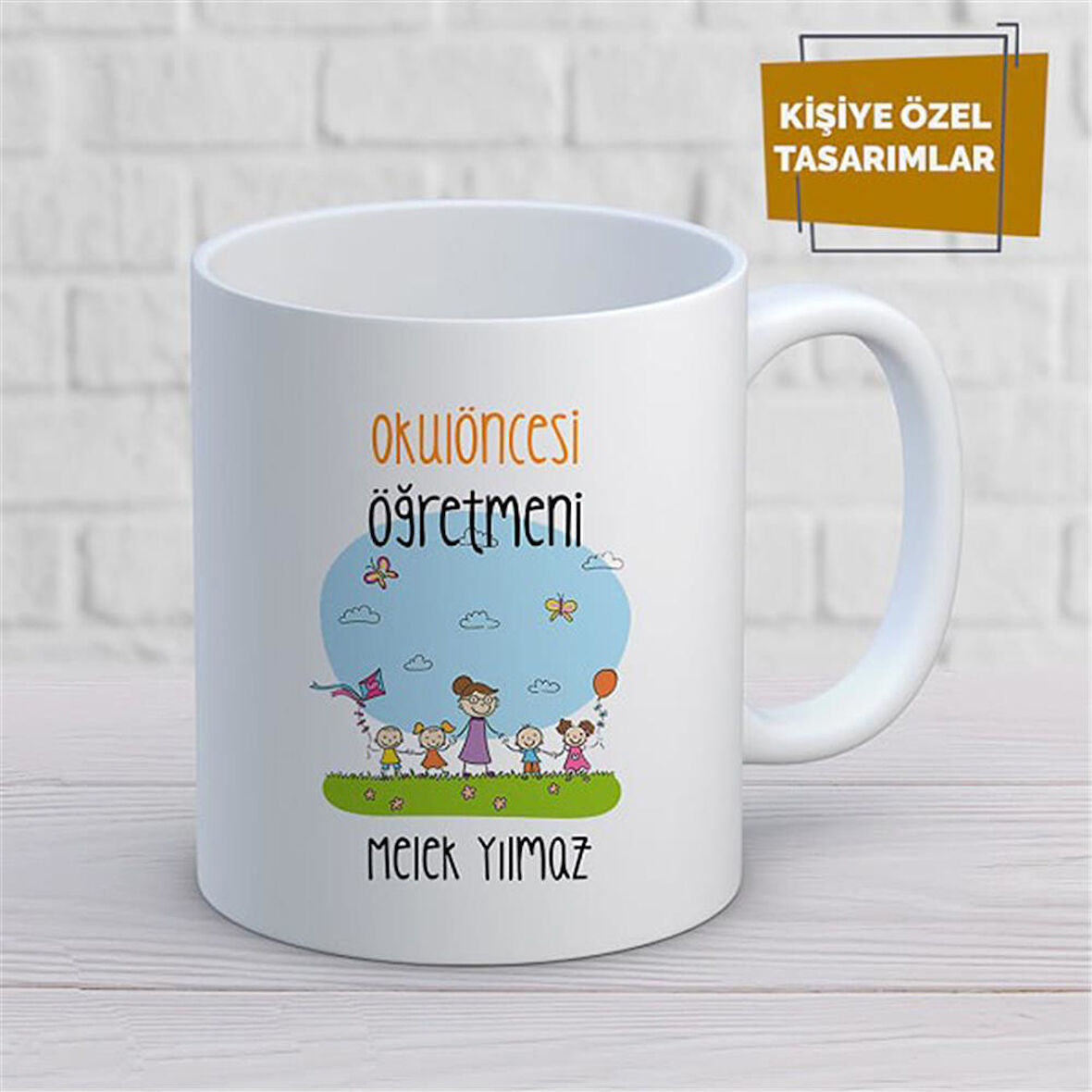 Kişiye Özel İsim Yazılabilir Okul Öncesi Öğretmeni Kupa Bardak