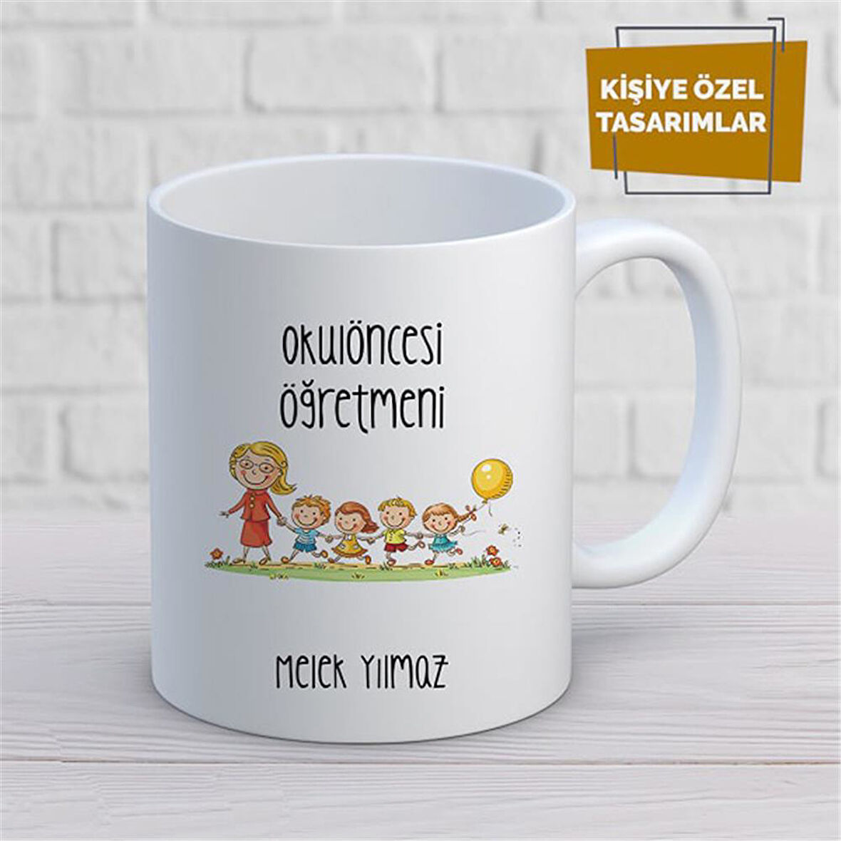 Kişiye Özel İsim Yazılabilir Okul Öncesi Öğretmeni Kupa Bardak