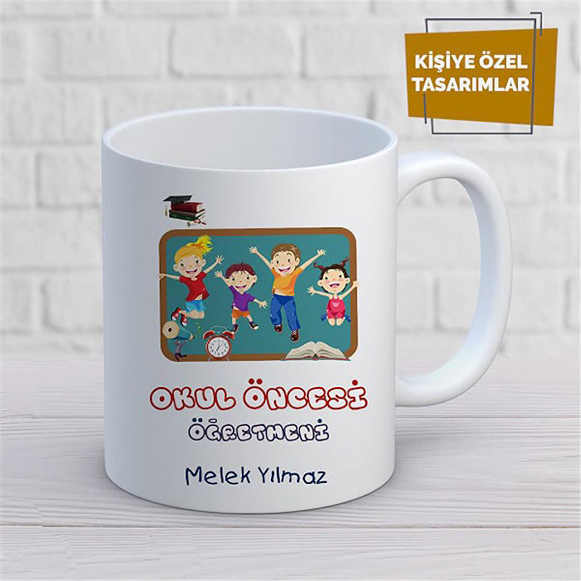 Kişiye Özel İsim Yazılabilir Okul Öncesi Öğretmeni Kupa Bardak