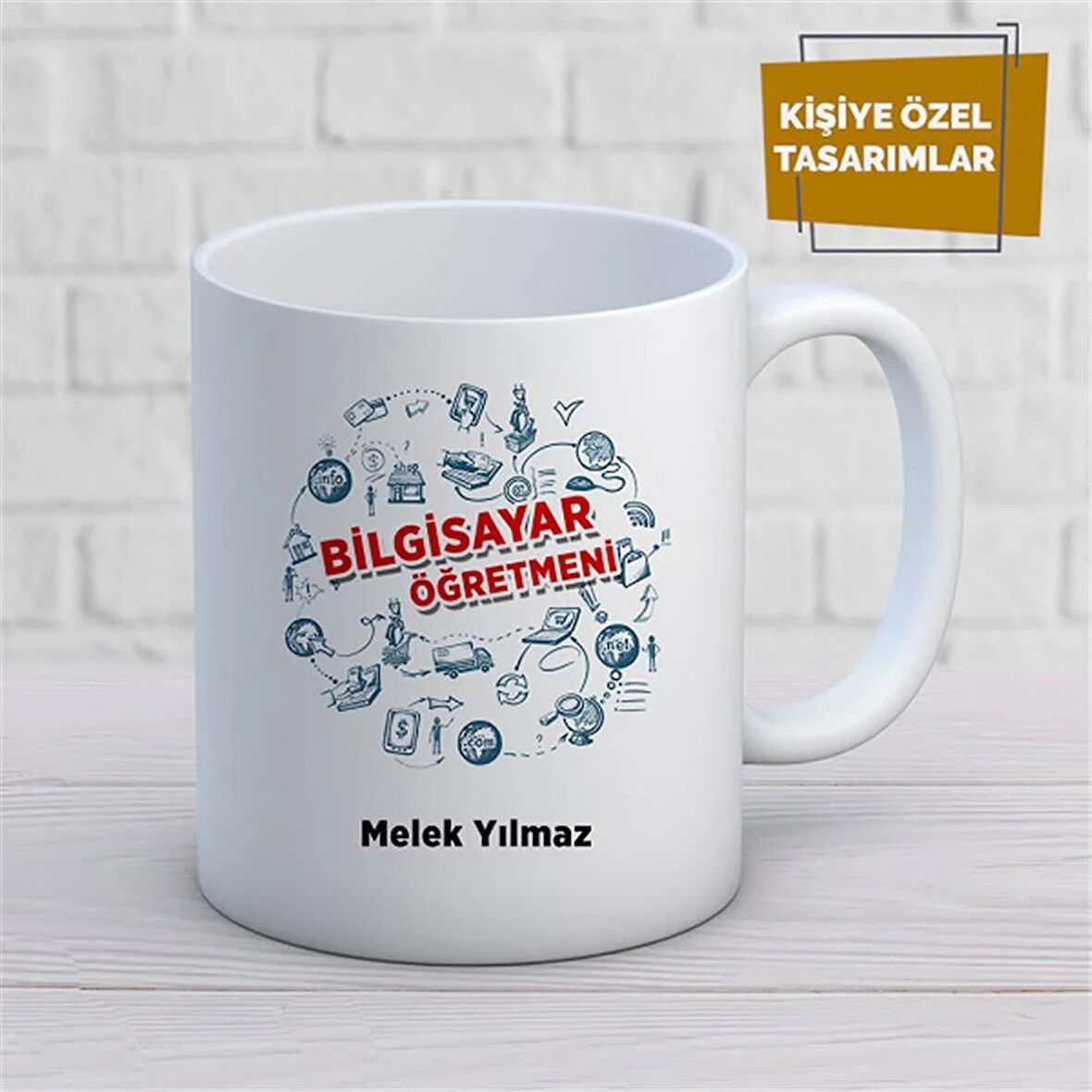 Kişiye Özel İsim Yazılabilir Bilgisayar Öğretmeni Kupa Bardak