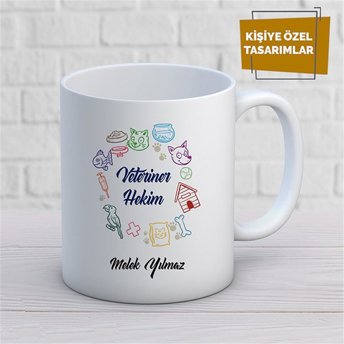 Kişiye Özel İsim Yazılabilir Veteriner Hekim Kupa Bardak