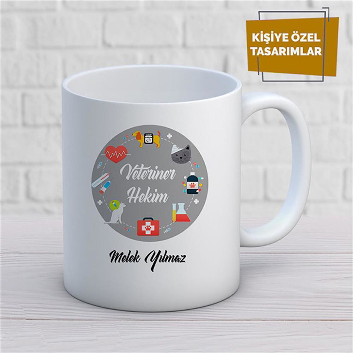 Kişiye Özel İsim Yazılabilir Veteriner Hekim Kupa Bardak