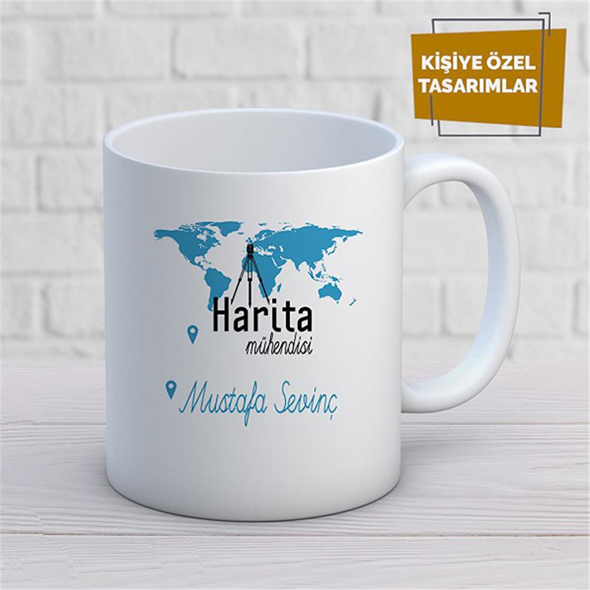 Kişiye Özel İsim Yazılabilir Harita Mühendisi Kupa Bardak