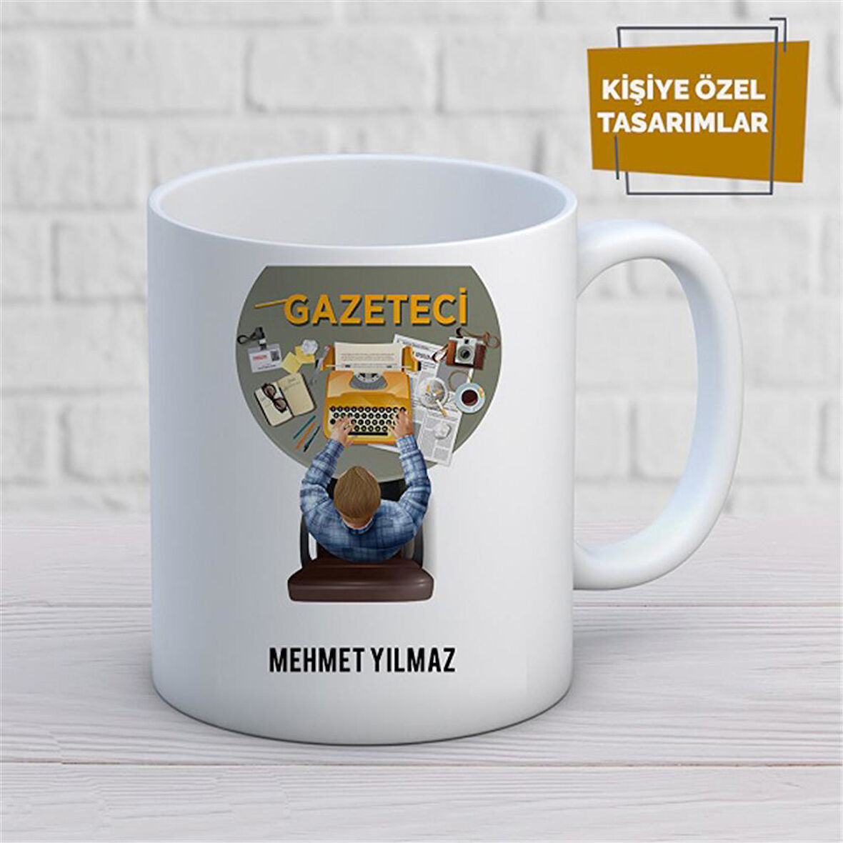 Kişiye Özel İsim Yazılabilir Gazeteci Kupa Bardak