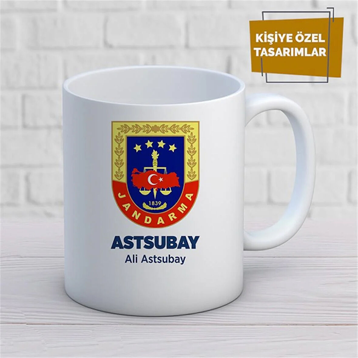 Kişiye Özel İsim Yazılabilir Astsubay Kupa Bardak