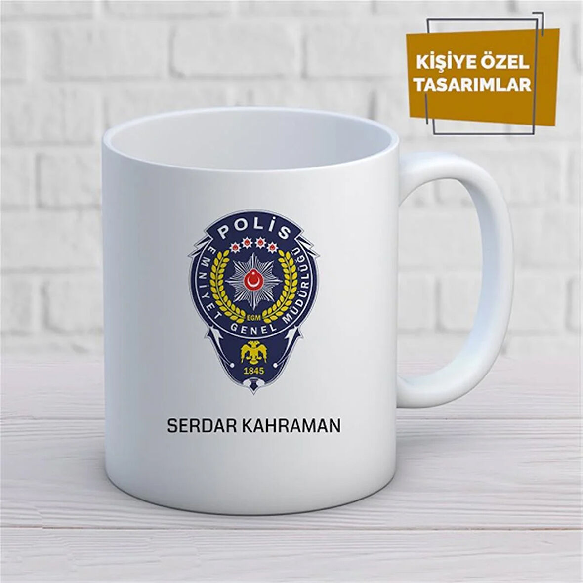 Kişiye Özel İsim Yazılabilir Polis Kupa Bardak