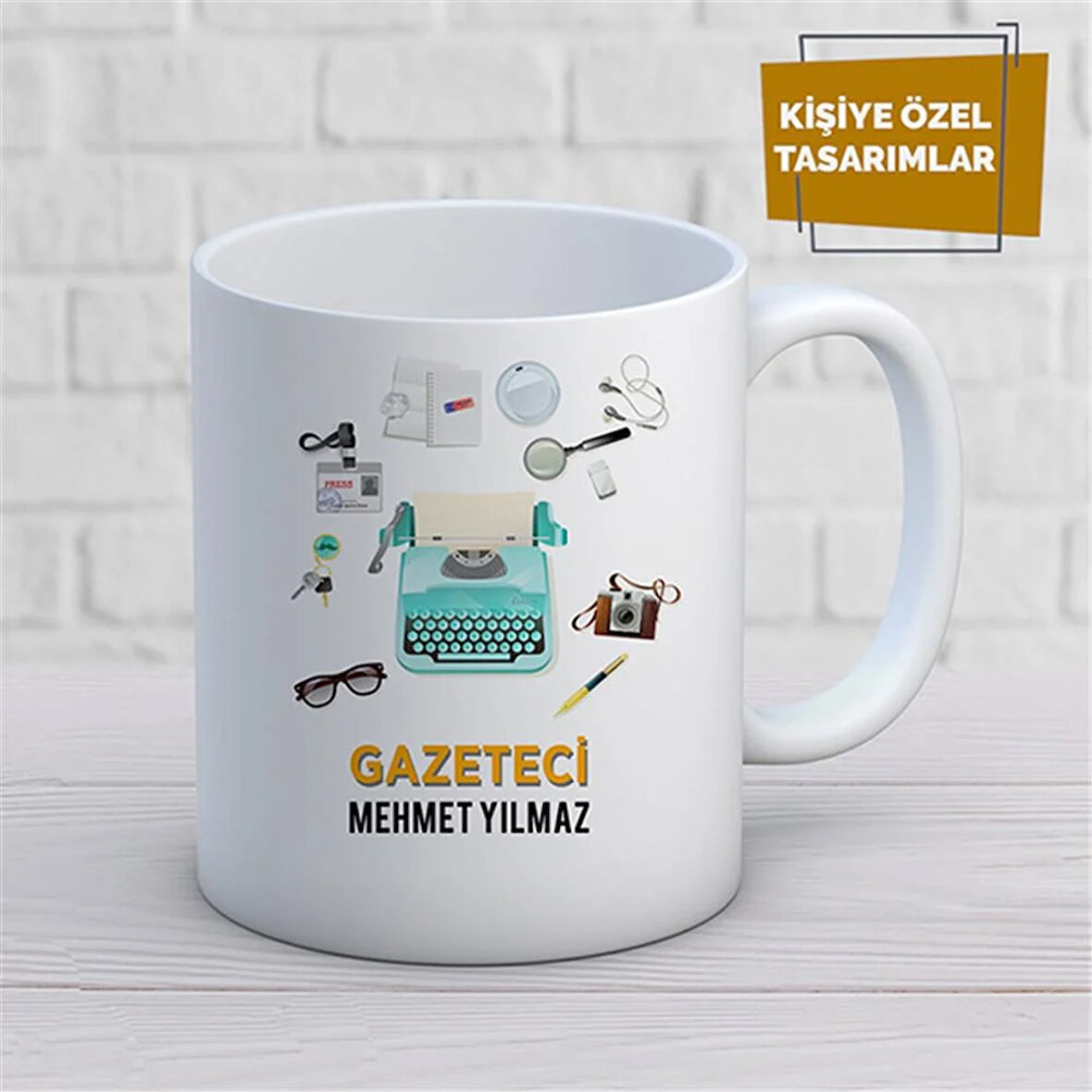 Kişiye Özel İsim Yazılabilir Gazeteci Kupa Bardak