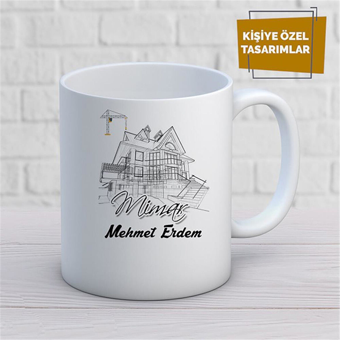 Kişiye Özel İsim Yazılabilir Mimar Kupa Bardak
