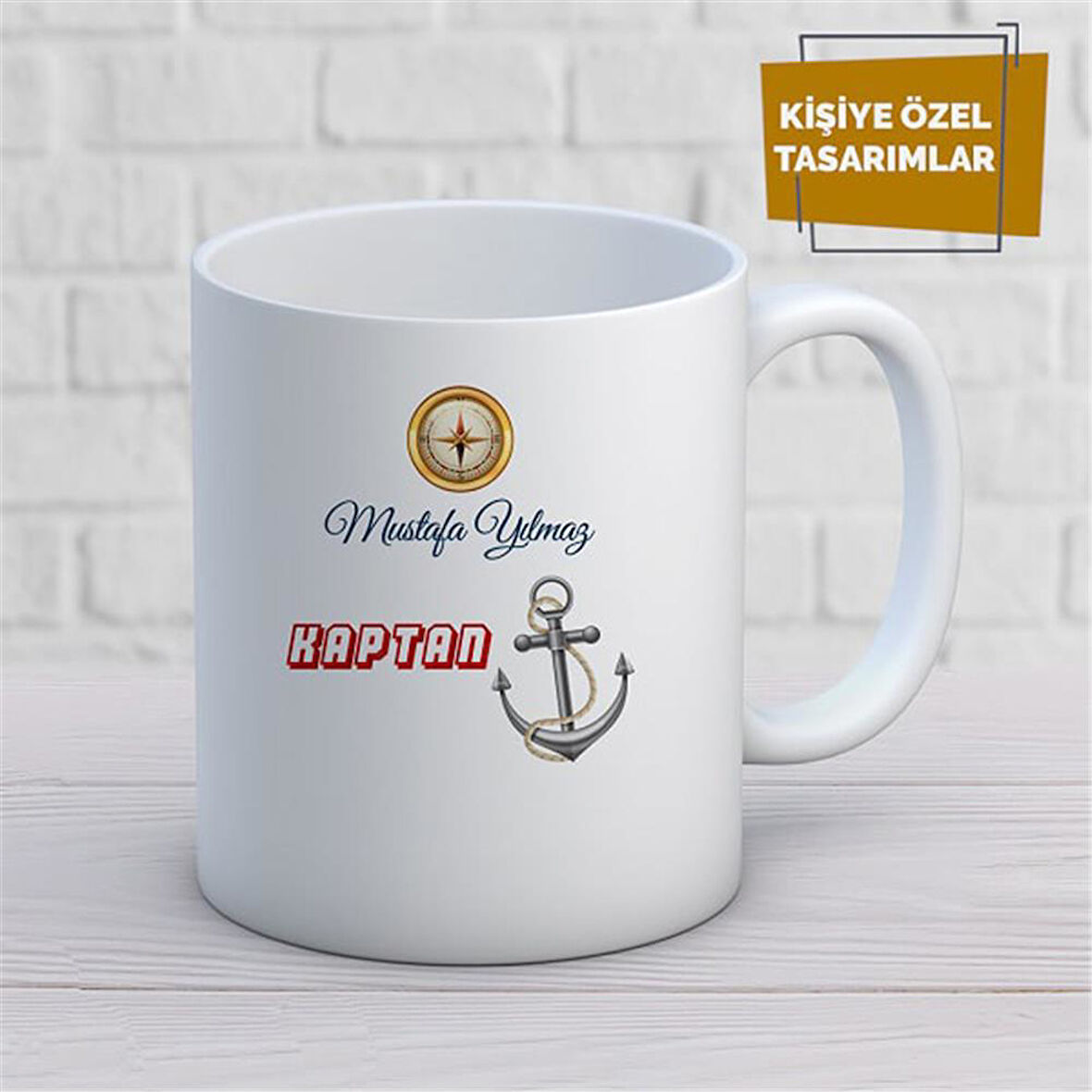 Kişiye Özel İsim Yazılabilir Kaptan Kupa Bardak